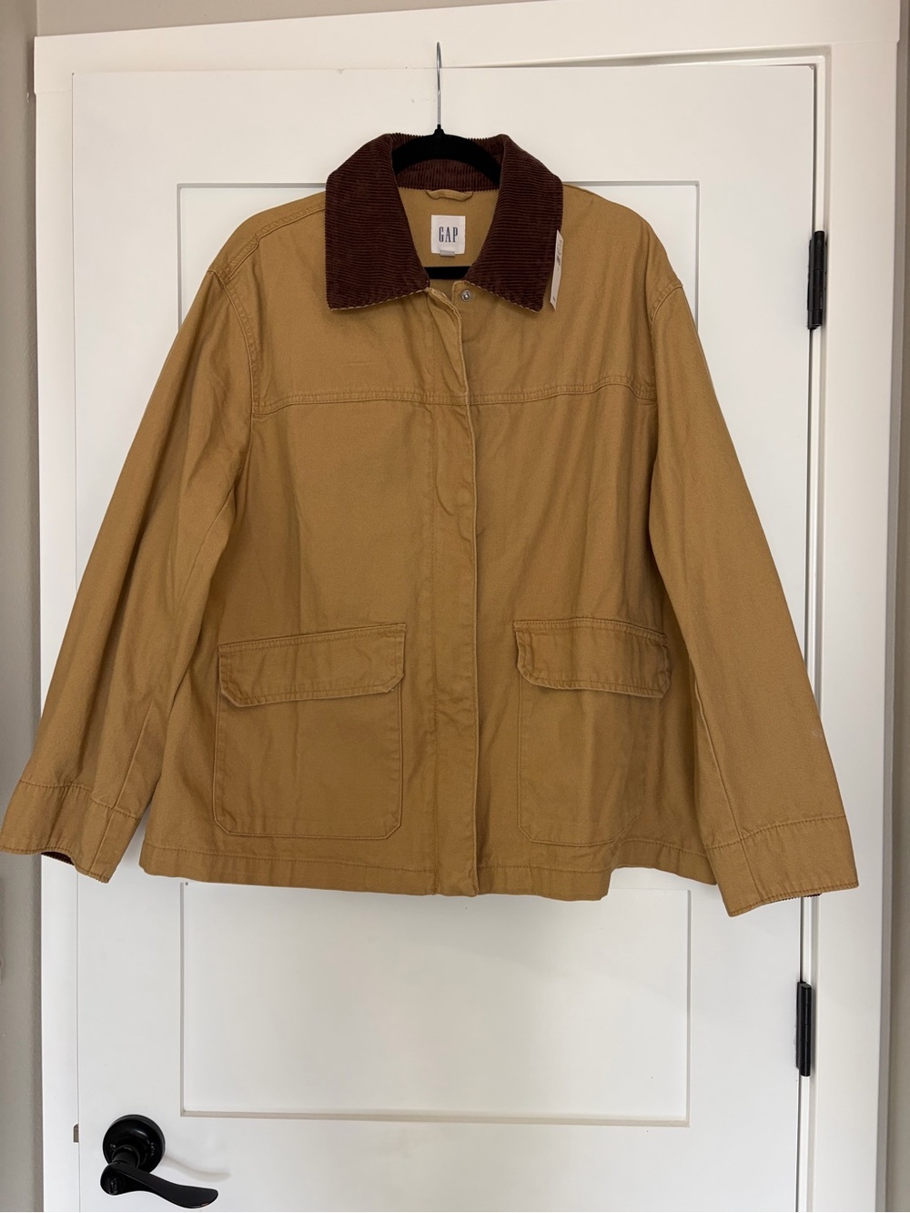 GAP Tan Barn Jacket with Brown Corduroy Collar